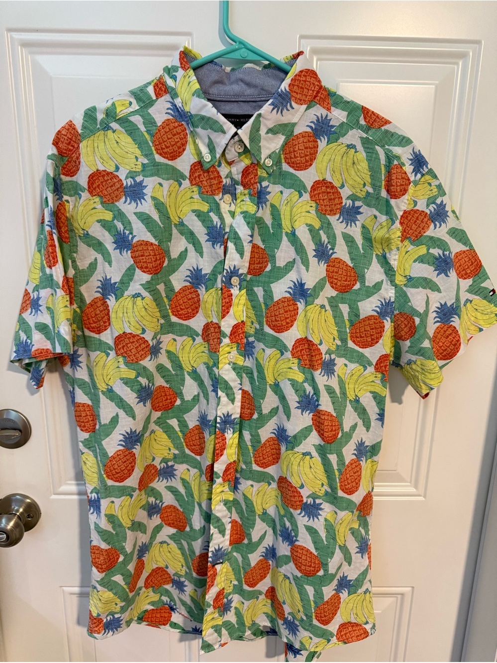 Tommy Hilfiger Tropical Fruit Print Short-Sleeve Button-Up Shirt - Yellow/Green